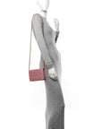 Metallic Lambskin Quilted Boy Wallet On Chain WOC Pink