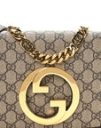 GG Supreme Monogram Textured Dollar Calfskin Blondie Chain Shoulder Flap Bag Beige Ebony New Acero