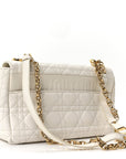 Supple Calfskin Cannage Medium Caro Bag Ivory