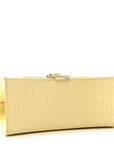 Calfskin Crocodile Embossed Small Hourglass Top Handle Bag Pale Yellow