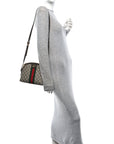 GG Supreme Monogram Textured Dollar Calfskin Web Small Ophidia Dome Shoulder Bag Beige Ebony New Acero