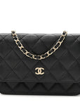Caviar Quilted Mini Wallet On Chain WOC Black