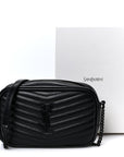Calfskin Matelasse Monochrome Monogram Mini Lou Camera Bag Black