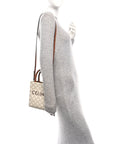 Triomphe Canvas Calfskin Mini Vertical Cabas White