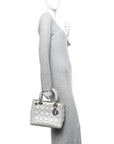 Metallic Nubuck Cannage Medium Lady D1OR Silver