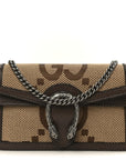 Monogram Jumbo GG Textured Dollar Calfskin Super Mini Dionysus Shoulder Bag Camel Ebony New Acero