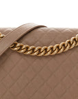 Caviar Quilted New Medium Boy Flap Dark Beige