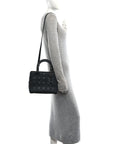 Ultra Matte Calfskin Cannage Medium Lady D1OR Black