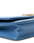 Lambskin Quilted CHNL 19 Wallet On Chain WOC Blue