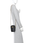 Calfskin Matelasse Mini GG Marmont Crossbody Bag Black