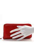 Shiny Alligator Azap Wallet Geranium
