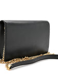 Shiny Calfskin Triomphe Margo Wallet on Chain Black