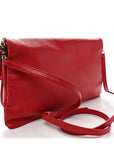 Chevre Gold Metallic Edge Hardware Envelope Clutch Rouge Grenade
