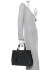 Saffiano Lux Medium Galleria Double Zip Tote Black