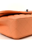 Caviar Quilted Rainbow CC Small Double Flap Orange