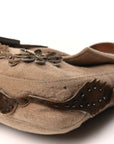 Wool Pony Hair Flower Applique Baguette Brown