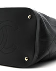 Calfskin Stitched Chain Top Handle Bucket Bag Black