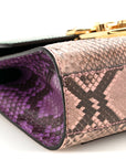Snakeskin Small Padlock Shoulder Bag Green Pink Purple