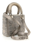 Satin Crystal Cannage Mini Lady D1OR Gray