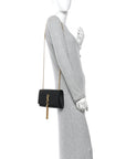 Calfskin Crocodile Embossed Small Classic Monogram Kate Tassel Satchel Black
