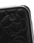 Lambskin Camellia Embossed Wallet On Chain WOC Black