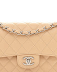 Caviar Quilted Small Double Flap Beige