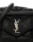Lambskin Quilted Medium Loulou Puffer Monogram Chain Satchel Black