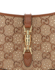 New Canvas Charisma Calfskin Crystal GG Monogram Mini Jackie 1961 Hobo Camel Ebony