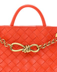 Nappa Intrecciato Small Andiamo With Chain Shoulder Bag Orange
