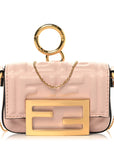 Nappa Matisse FF Embossed Nano Maxi Buckle Baguette Charm Rosa Quarzo