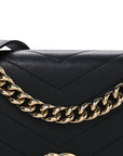 Lambskin Chevron Stitched Medium Envelope Flap Black