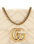 Calfskin Matelasse Super Mini GG Marmont Shoulder Bag White