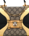 GG Supreme Monogram Small Osiride Top Handle Bag Black Gold