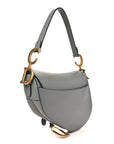Grained Calfskin Saddle Bag Grey Stone