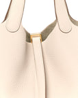 Taurillon Clemence Picotin Lock 18 PM Gris Pale