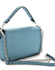 Metallic Cuoio Roma Sellerissima Nappa Sintetica Tape Stitch Mini Baguette Placca Argento