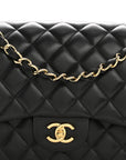 Lambskin Quilted Jumbo Double Flap Black