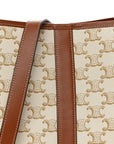 Triomphe Canvas Calfskin Small Bucket Bag White
