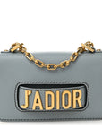 Grained Calfskin Mini J'AD1OR Chain Flap Bag Sky Blue