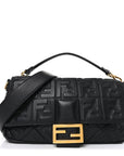 Nappa FF 1974 Embossed Large Baguette Black
