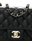 Lambskin Quilted Mini Square Flap Black