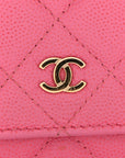 Caviar Quilted Wallet on Chain WOC Pink