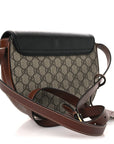 GG Supreme Monogram Calfskin Small Padlock Messenger Shoulder Bag Beige Black Cuir