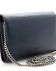 Dollar Calfskin Crystal Mini Dionysus Chain Wallet Blue Agata Black Diamond