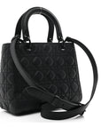 Ultra Matte Calfskin Cannage Medium Lady D1OR Black
