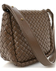 Nappa Intreccio Mini Cobble Shoulder Bag Taupe Grey