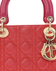Lambskin Cannage Medium Bi-Color Lady D1OR Orange Fuchsia