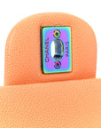 Caviar Quilted Rainbow CC Small Double Flap Orange
