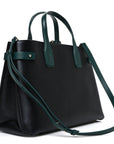 Derby Calfskin House Check Medium Banner Tote Black Sea Green