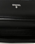 Pearly Lambskin Quilted Wallet On Chain WOC So Black